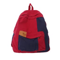 Contrast Color Block Canvas Backpack Large Capacity Casual School Travel Rucksack for Student Daily Use