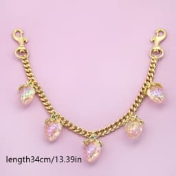 DIY Zinc Alloy Bag Hanging Chain with Cherry Pendant Detachable Shoulder Bag Carrying Chain Handbag Extension Chain for Woman