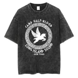 Vintage Washed Percy Jackson Tee Shirt Camp Half-Blood Harajuku Aesthetic T-shirt Men Women Casual Oversized T Shirts Streetwear