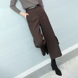 Wool Temperament BootPants Women's Autumn and Winter Wide-LegPants Slimming High WaistStraightCroppedPants CasualPants with Belt