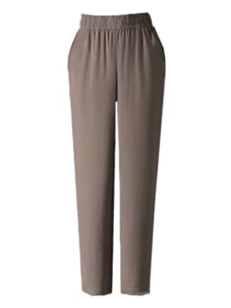 Ice Silk Hemp Mom Straight Leg Pants Summer New Loose Slim High Waist Elastic Waist Casual Versatile Thinming Thinning Pants