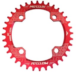 MOTSUV 104BCD Narrow Wide 38T 36T 34T 32T Bicycle Chainring,BCD 104 with 4 Bike Steel Screws, Single 12 11 10 9 8 Speed,Plato MT