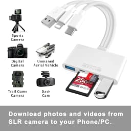 5-in-1 USB OTG Adapter with MicroSD And SD Card Reader Slots Compatible with iPhone iPad USB-C And USB-A Devices SD/SDHC/SDXC/MM