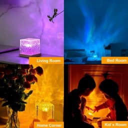 RGB 16-Color Plug-In Water Ripple Ambient Light Rotating Table Lamp Night Light for Bedroom Living Room Lighting Decoration