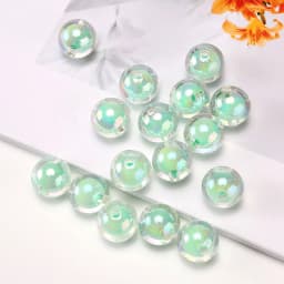 16MM 10 Pieces/Bag Style Random Acrylic Plated Colored Beads, Round Inner Color DIY Straight Hole Handmade Bracelet, Beaded Loos