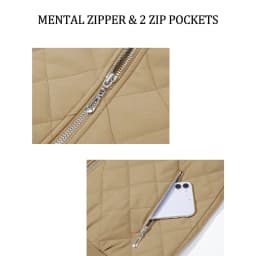 TACVASEN Womens Diamond Quilted Bomber Jacket Ribbed Baseball Collar Zip Up Coat Windproof Lightweight Padded Casual Outerwear