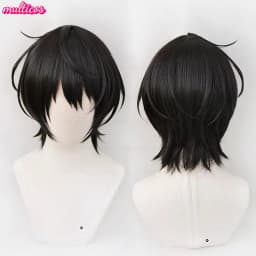 High Quality Game ES Sakuma Rei Sakuma Ritsu Cosplay Wig 30cm 45cm Black Heat Resistant Synthetic Hair Halloween Anime Wigs