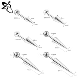ZS 1 Piece Punk 18G Stainless Steel Stud Earring Men Women 6/8/10/12/15/17MM Long Spike Shape Helix Cartilage Piercings Jewelry