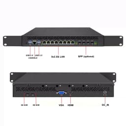 1U Rackmount Firewall Server Intel C246 LGA1151 8th 9th Gen Xeon Core 8×2.5G LAN 2×10G SFP+ Gateway pfSense OPNsense Computer