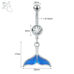 ZS 1 PC Cute Shell Pendant Belly Button Ring Moonstone Drop Belly Rings 14G Stainless Steel Summer Flower Navel Piercing Jewelry
