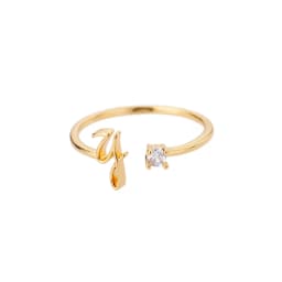 Zircon Tiny Initial Letter Rings For Women Stainless Steel A-Z Letters Adjustable Ring Female Christmas Aesthetic Jewelry Gift