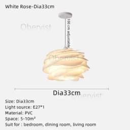 Danish Designer White Rose Pendant Lighting for Kitchen Island Bedroom Romantic Restaurant Acrylic Petal Chandelier Decor Lamps
