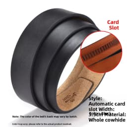 Pure Cowhide Leather Belt Men's No Tooth No Hole Automatic Buckle Genuine Leather Headless Pants Belt Punching Needle Buckle