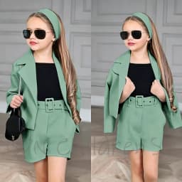Customized Girl Outfit Solid Yellow Notch Lapel Girl Suits High Quality Party Birthday Children Clothing(Jacket+Short Pants)