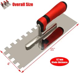 1pcs Tile Tools Stainless Steel Square Notched Trowel Masonry Hand Kit for Wall Floor Tiling Installation