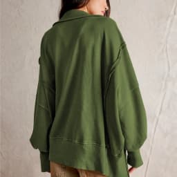 Woman's Autumn Solid Color Sweatshirt Fashion Flip Collar Long Sleeves The Hem Is Irregular Hoodie Ladies Elegant Button Tops