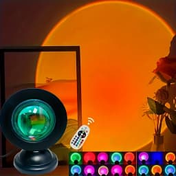 1 PC Sunset Light Projector Multicolor Changing LED Projection Lamp 16 Colors For Bedroom, Photography, Party, Room Decor