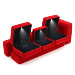 Velvet LED Lighted Necklace Bangle Bracelet Long Chain Box Luxury Wholesale Metal Jewelry Gift Display Storage Case
