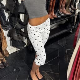 Y2K Aesthetic Polka Dot Capri Pants Low Waist Slim Fit Cropped Leggings for Women Streetwear Casual Summer Bodycon Trousers