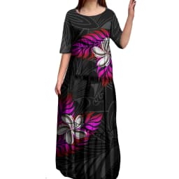 Anti-wrinkle 8XL Polynesian Milk Silk O-neck Tiered Dress Hot Selling Pacific Island Art Hawaii Design Evening Mermaid Dresses