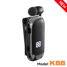 New Lavalier Business Bluetooth Headphone Talk/Music Time 20 Hours,LED Digital Display,Noice Cancelling Wireless Earphone