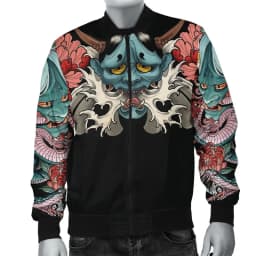 Spring Autumn Mens Bomber Jacket Samurai Oni Mask Tattoo 3D All Over Printed Zip Tracksuits Unisex Casual Zipper Jacket Clothing