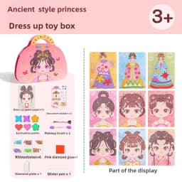 Creative DIY Makeup Fun Kit Princess Diamond Painting Gifts Toys for Kids Girls Dress Up Sticker Book Gifts for Girl