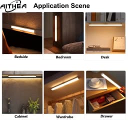 AITHEA Type C Rechargeable Motion Sensor LED Night Light Wireless Strip Bar Backlight Lamp for Kitchen Wardrobe Staircase