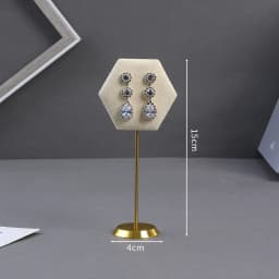 Beige Jewelry Display Props with Metal Base Earring Necklace Organizer Holder Jewelry Counter Earrings Rings Display Stand