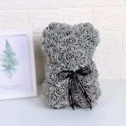 25cm Artificial Teddy Rose Flower Bear with Box Romantic Valentines Day Gift Girlfriend Women Anniversary Wedding Party Supplies