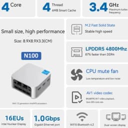 FIREBAT T8 Pro Intel N100 Mini PC Windows 11 16GB DDR5 512GB SSD Dual Gigabit Ethernet Port WIFI5 BT4.2 4K HD Multifunction PC