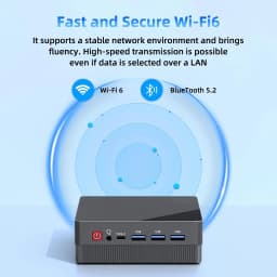 TexHoo Mini PC Ryzen 5 5600U 6C/12T Triple Display 16G 256G DP+2xHDMI Dual LAN WiFi6 BT5.2 2xDDR4 Mini Desktop Computer 