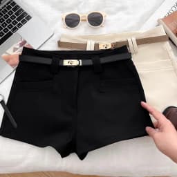 High Waist Slimming A-Line Shorts Women's Summer Casual Pants Hot Pants Trendy Commuter Style Straight Leg Zipper Fly