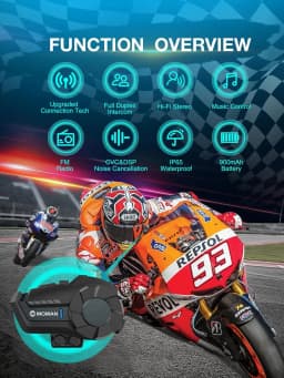 Moman Motorcycle Helmet Intercom Mesh Bluetooth Helmet Headset Moto Interphone Wireless 5.1 Communication System to 1000M Radio