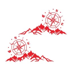 Car Sticker 2PCS Mountain Adventurers Compass Graphics Decoration Rv Camper Truck Truck Door Waist Line Hood Vinyl Decal,56*30CM