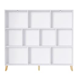 3 Tier 10 Cube White Storage Bookshelf Bookcase Open Display Shelf Organizer for Home Office Living Room Bedroom Furniture