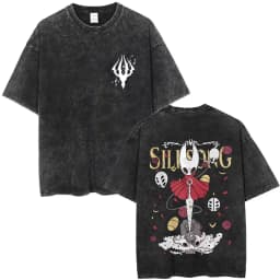 Washed Vintage Game Hollow Knight Double Sided Print T-shirt Men Women Fashion Casual T-shirts Oversized Short Sleeve T Shirts