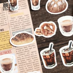 46pcs Stickers Vintage Style Classic Coffee Lovers Creative Materials Decorative Self-adhesive Stickers Painting Diy Stickers