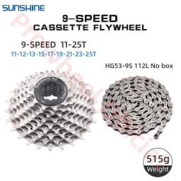 Shimano K7 9Speed Freewheel and Chain Groupset H200 Sunshine 23/25/28/30/32/36/40/42/46/50T Cassette HG53/KMC X9 Chain 9V Kit