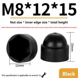 10Pcs/PACK Black M4 M5 M6 M8 M10 M12 Bolt Nut Dome Protection Caps Covers Exposed Hexagon Plastic Screw Protection Covers