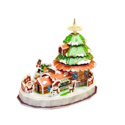 Larger Size Christmas House Train Model 3D Puzzle Kindergarten Early Educational DIY Handmade Paper Card Jigsaw for Kids Gift