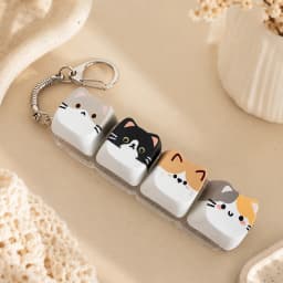 Cute Cat Relax Button Keycap, Kawaii Cat 4-Key Keyboard Fidget Toy for Friends Gift, Portable Fidget Keychain Fashion Bag Charm