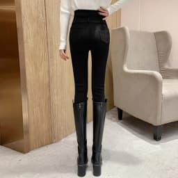 2022 Autumn Spring New Black leggings Casual Elastic High Waist stretch feet pants women's Metal Buttons was thin Pencil Pants