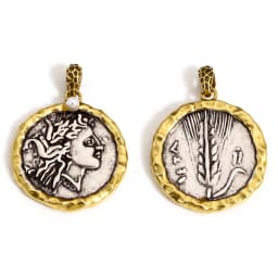 1 Piece Brass Coin Pendants Antique Silver Color Antique Bronze Two Tone Head Portrait For DIY Jewelry Making