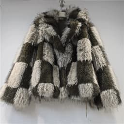 DEAT Women 2026 Winter Patchwork Design Contrast Color Plaid Jackets Women Faux Fur Thickened Warm Hidden Button Coat 11C573