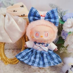 For Labubu Doll Clothes Hu Die Knot Skirt Set Labubu Idol V1 V2 Dolls Clothing Accessories 15/17cm Plush Doll Universal
