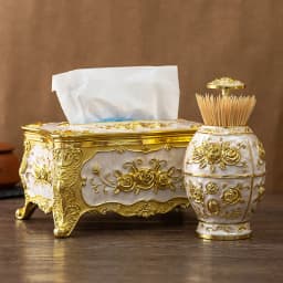 European light luxury pressing toothpick container Tissue box set household living room office tissue storage box Toothpick box
