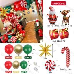 Christmas Balloon Arch Green Gold Red Box Candy Balloons Garland Cone Explosion Star Foil Balloons New Year Christma Party Decor