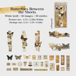 30 Sheets Vintage Memory Series Border Insect Collage Stickers for Scrapbooking DIY Frame Decals Computer Laptop Phone Luggage