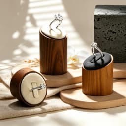 Oirlv Solid Wood 3 Pcs Ring Display Stand Showcase Jewelry Organizer Holder for Rings Trade Show Countertop Ring Bearer